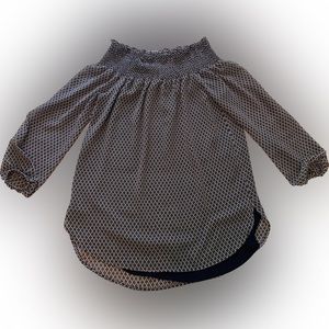 Michael Kors Navy Blue Off Shoulder Long Sleeve Bohemian Top-Size XS